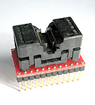 24 Pin SSOP and TSSOP programming adapter. The adapter accepts 173-mil, 4.4mm wide SSOP packages This programming adapter is wired one-to-one. Commonly used for programming PALs and serial EEPROMs.