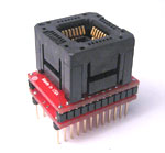28 Pin PLCC Programming adapter for 22V10, PLCC having no connection on pins 1, 8, 15, 22, and pin compatible devices in 28 lead PLCC packages.